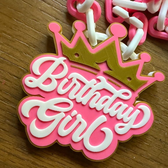 Birthday girl boy pink large chain thick plastic necklace pendant crown princess - Picture 1 of 9